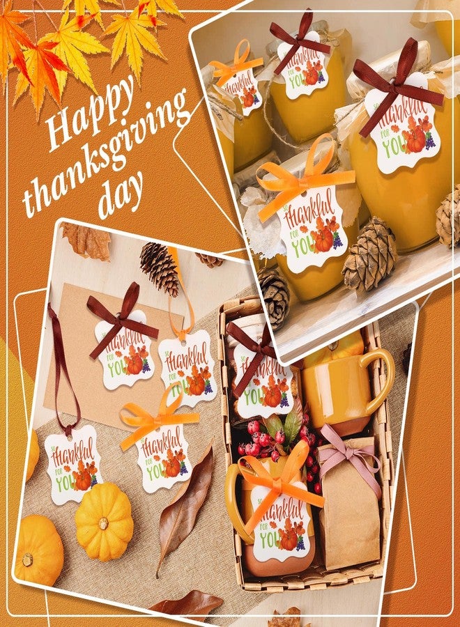Sabary 100 Pieces Thanksgiving Tags Fall Gift Tags Bulk Autumn Tags Pumpkin Tags Gift Thank You Tags for Favors So Thankful for You Tags with Rope Thanksgiving Hanging Labels for Party Favor Thanksgiving Day - Image 5